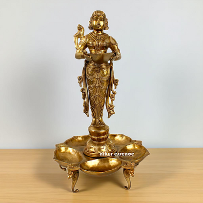 Big Deepa Lakshmi standing Pooja Bronze/Panchaloha idol - 17 Inches Nikuressence