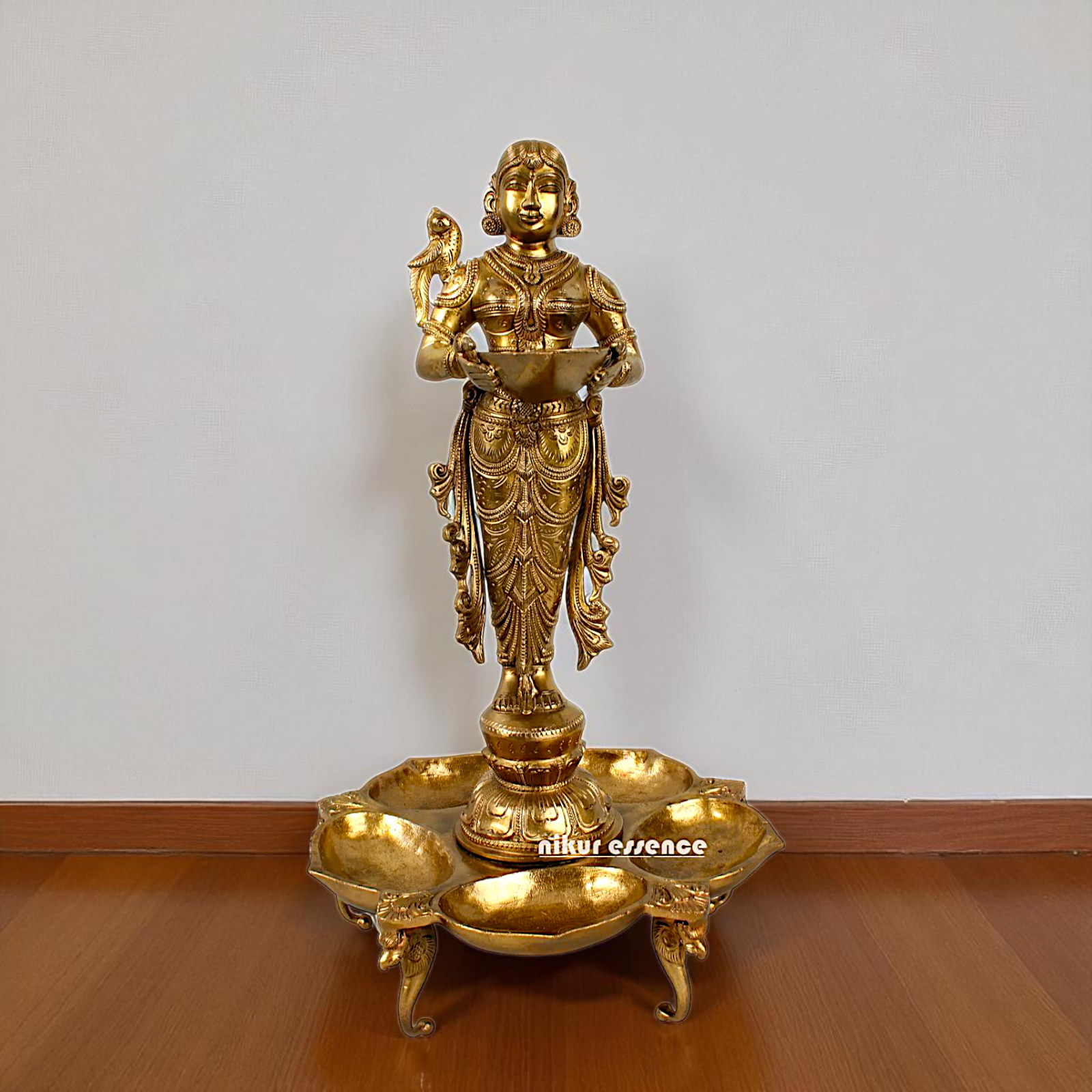 Big Deepa Lakshmi standing Pooja Bronze/Panchaloha idol - 17 Inches Nikuressence