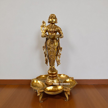 Big Deepa Lakshmi standing Pooja Bronze/Panchaloha idol - 17 Inches Nikuressence