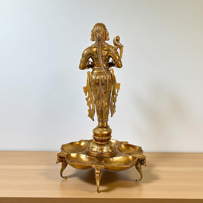 Big Deepa Lakshmi standing Pooja Bronze/Panchaloha idol - 17 Inches Nikuressence