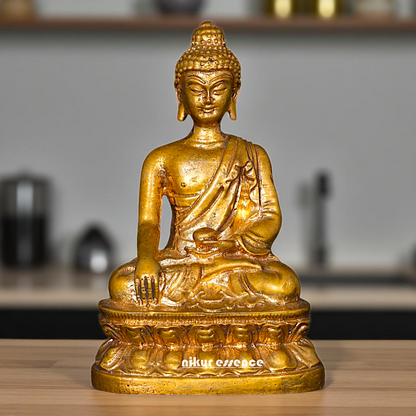 Lord Buddha Seated with meditation Bronze/Panchaloha idol - 3 Inches Nikuressence