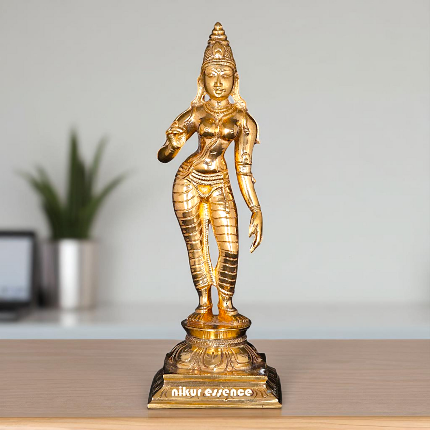 Goddess Parvati standing with Blessing Bronze/Panchaloha idol - 6 Inches Nikuressence