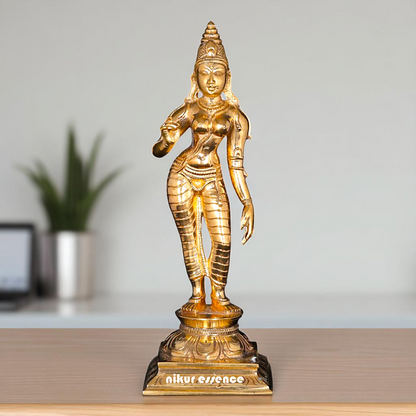 Goddess Parvati standing with Blessing Bronze/Panchaloha idol - 6 Inches Nikuressence