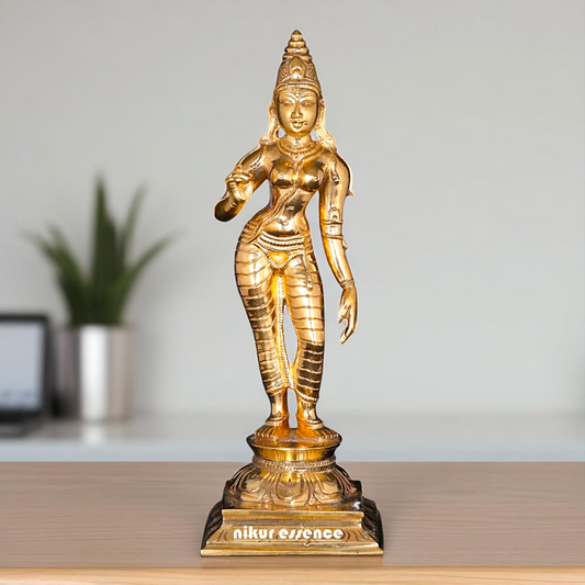 Goddess Parvati standing with Blessing Bronze/Panchaloha idol - 6 Inches Nikuressence