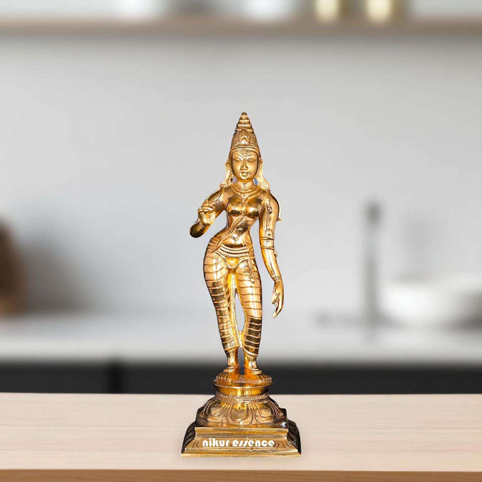 Goddess Parvati standing with Blessing Bronze/Panchaloha idol - 6 Inches Nikuressence