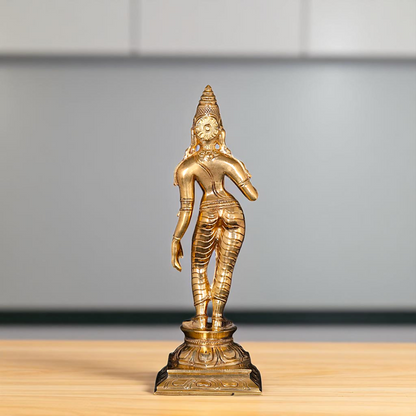 Goddess Parvati standing with Blessing Bronze/Panchaloha idol - 6 Inches Nikuressence