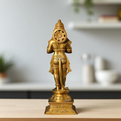 Lord Hanuman ji Standing with namaskar pose hold mace Gada Bronze/Panchaloha idol - 10 Inches Nikuressence