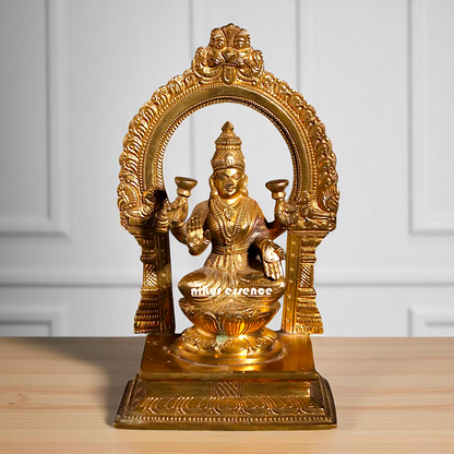 Goddess Lakshmi Maa Seated on Lotus with blessing Bronze/Panchaloha idol - 7 Inches Nikuressence