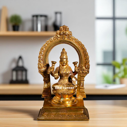Goddess Lakshmi Maa Seated on Lotus with blessing Bronze/Panchaloha idol - 7 Inches Nikuressence
