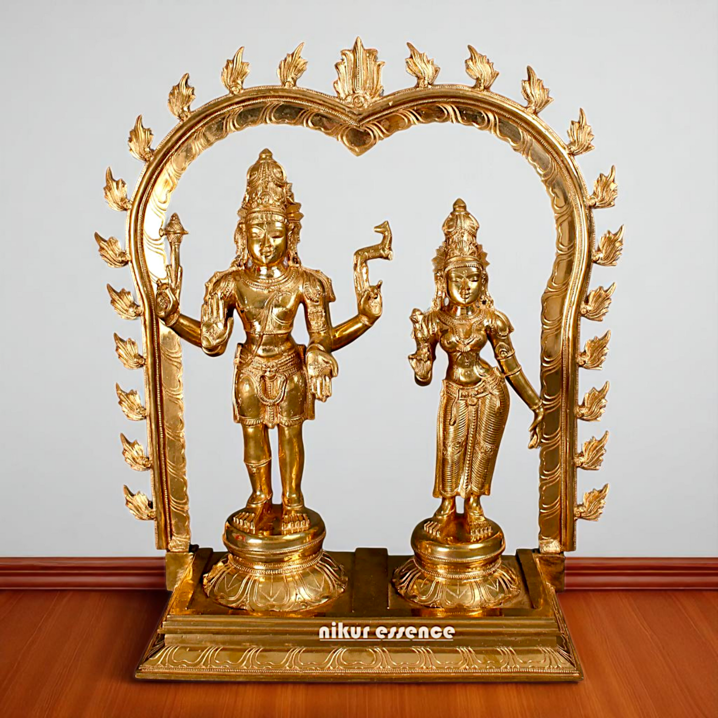 Shiva as pashupatinath with Parvati Standing with Blessing Bronze/Panchaloha idol - 25 inches Nikuressence