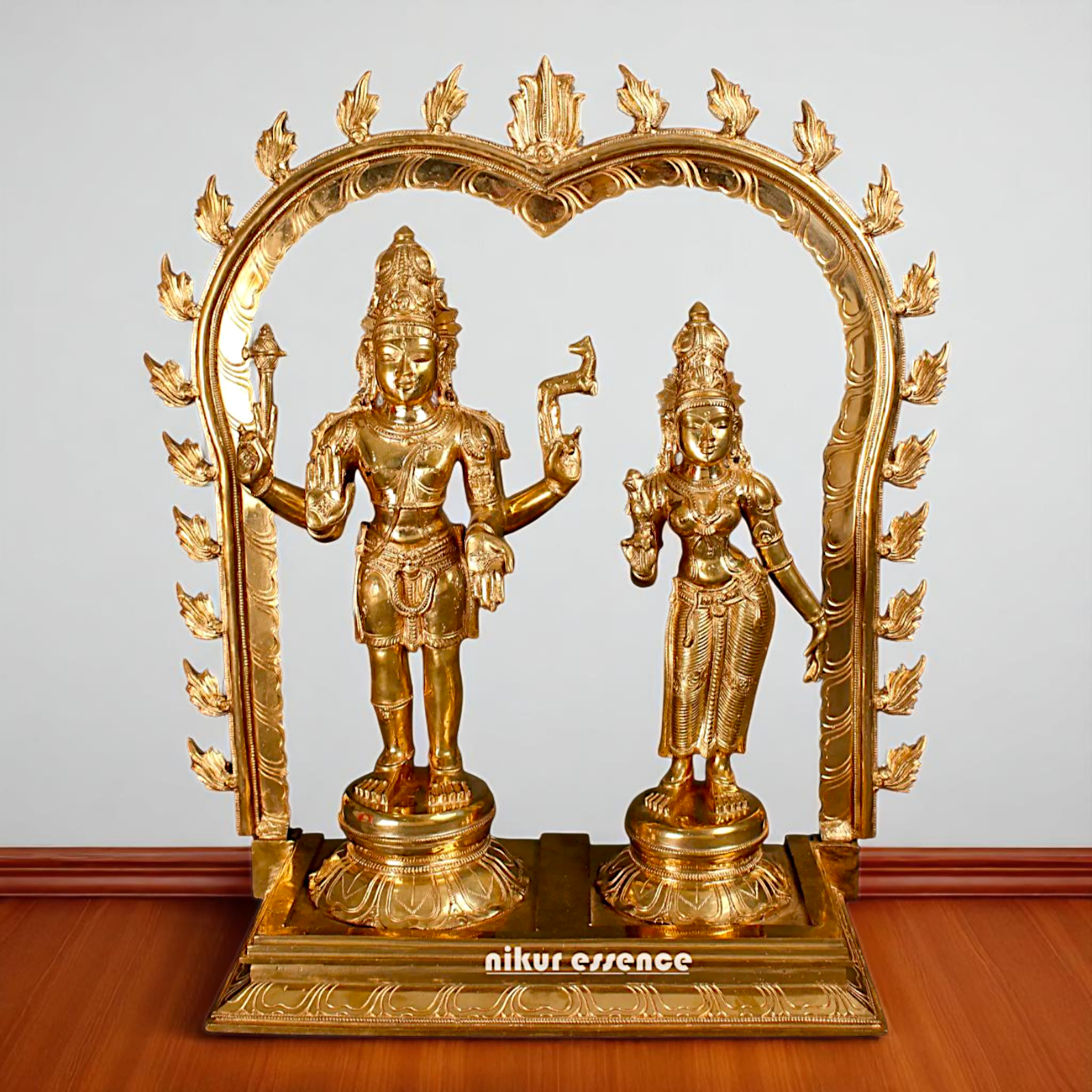 Shiva as pashupatinath with Parvati Standing with Blessing Bronze/Panchaloha idol - 25 inches Nikuressence