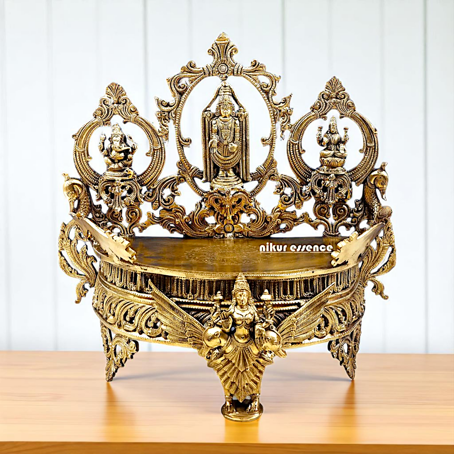 Bronze/Panchaloha Tirupati Balaji with Lakshmi Ganesh and Saraswati statue - 21 Inches Nikuressence