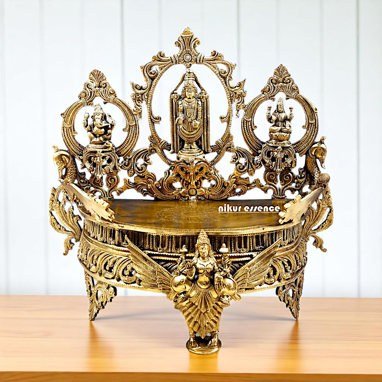 Bronze/Panchaloha Tirupati Balaji with Lakshmi Ganesh and Saraswati statue - 21 Inches Nikuressence