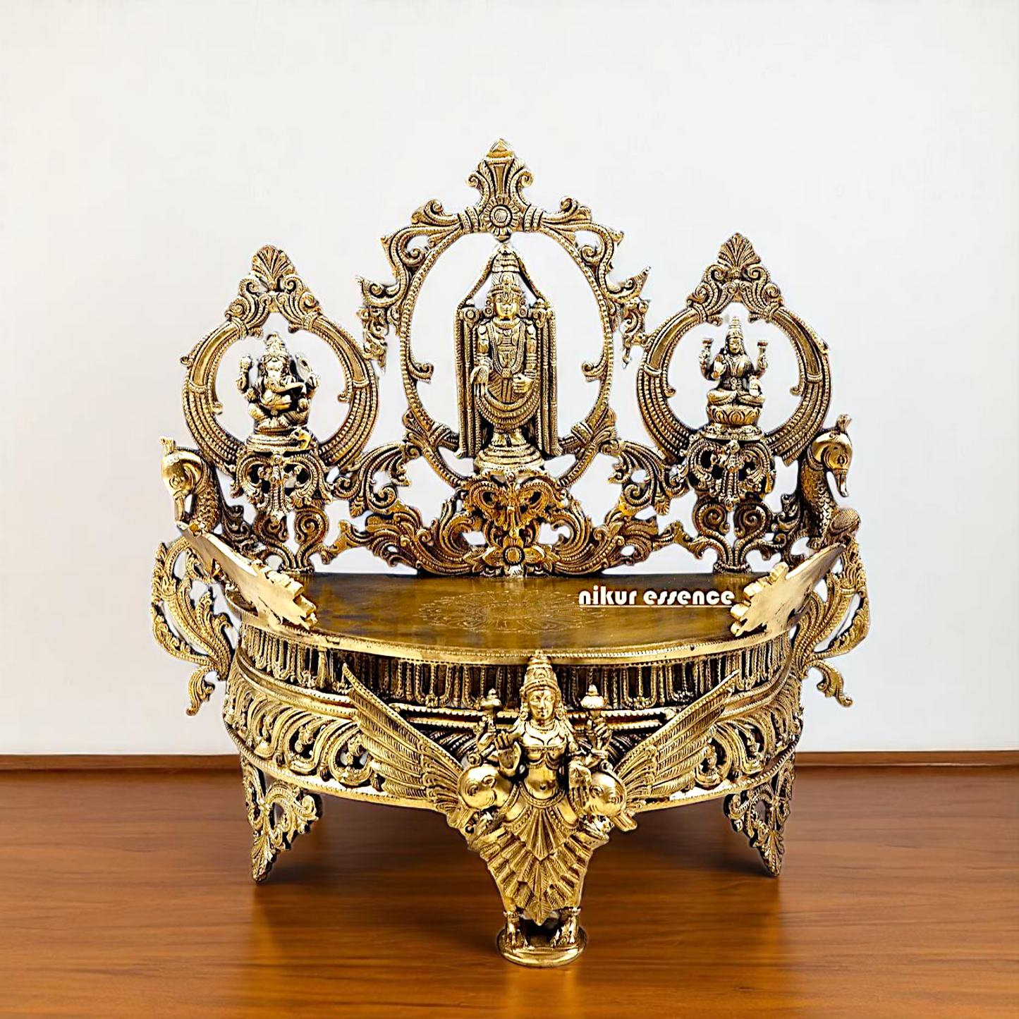 Bronze/Panchaloha Tirupati Balaji with Lakshmi Ganesh and Saraswati statue - 21 Inches Nikuressence