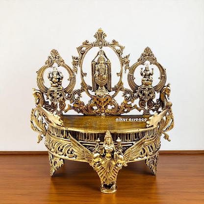 Bronze/Panchaloha Tirupati Balaji with Lakshmi Ganesh and Saraswati statue - 21 Inches Nikuressence