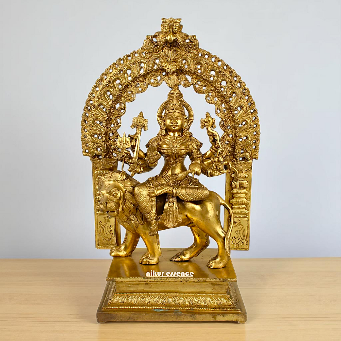 Goddess Durga Sherawali Maa Seated on Lion Bronze/Panchaloha idol - 18 Inches Nikuressence