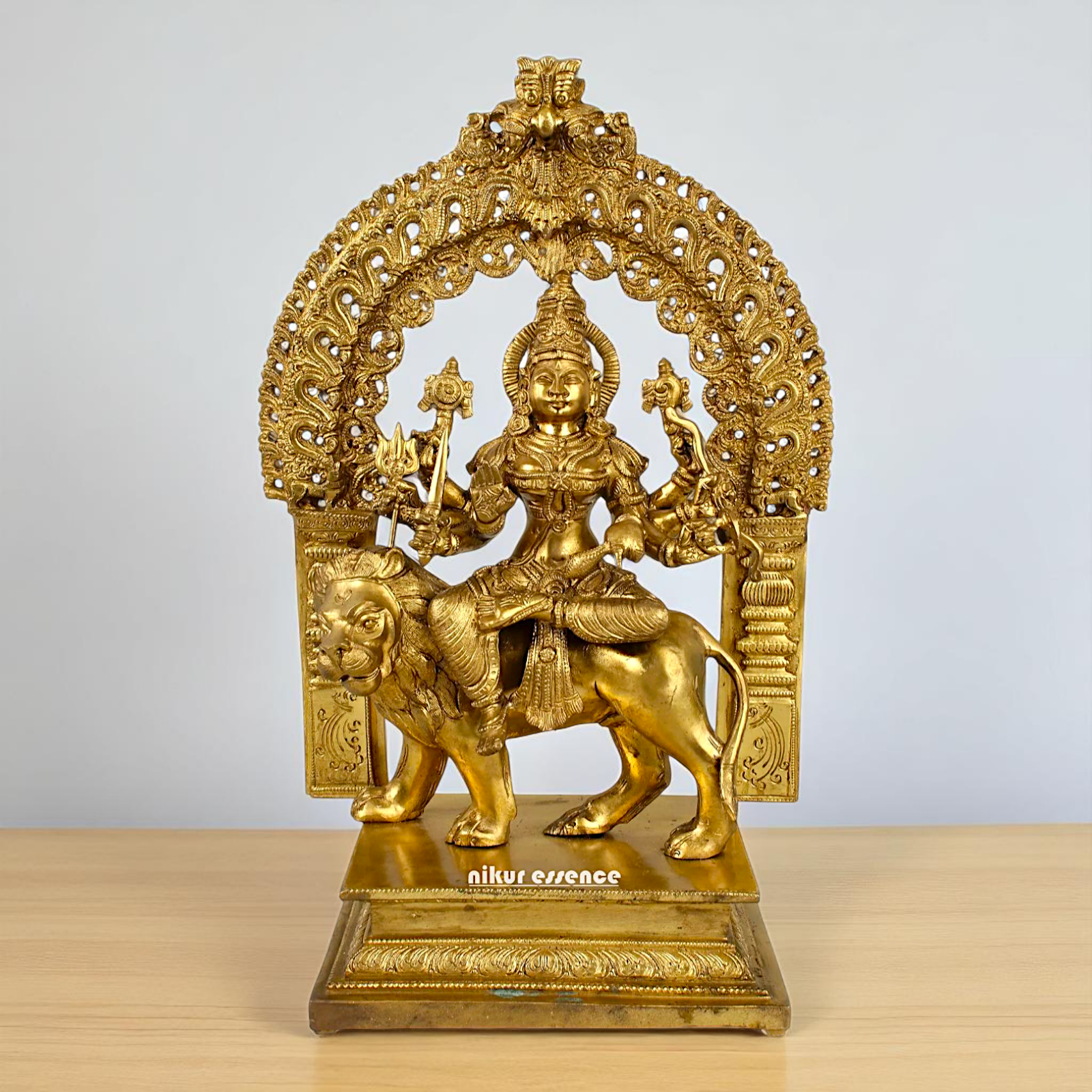 Goddess Durga Sherawali Maa Seated on Lion Bronze/Panchaloha idol - 18 Inches Nikuressence