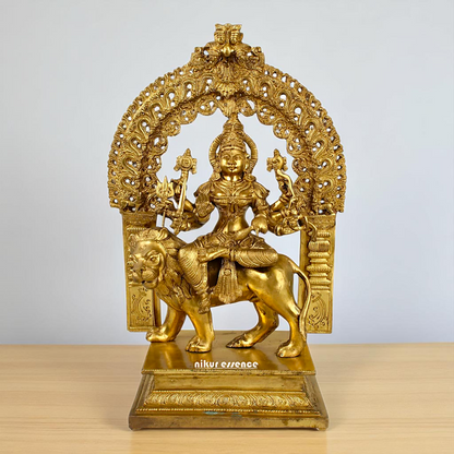 Goddess Durga Sherawali Maa Seated on Lion Bronze/Panchaloha idol - 18 Inches Nikuressence
