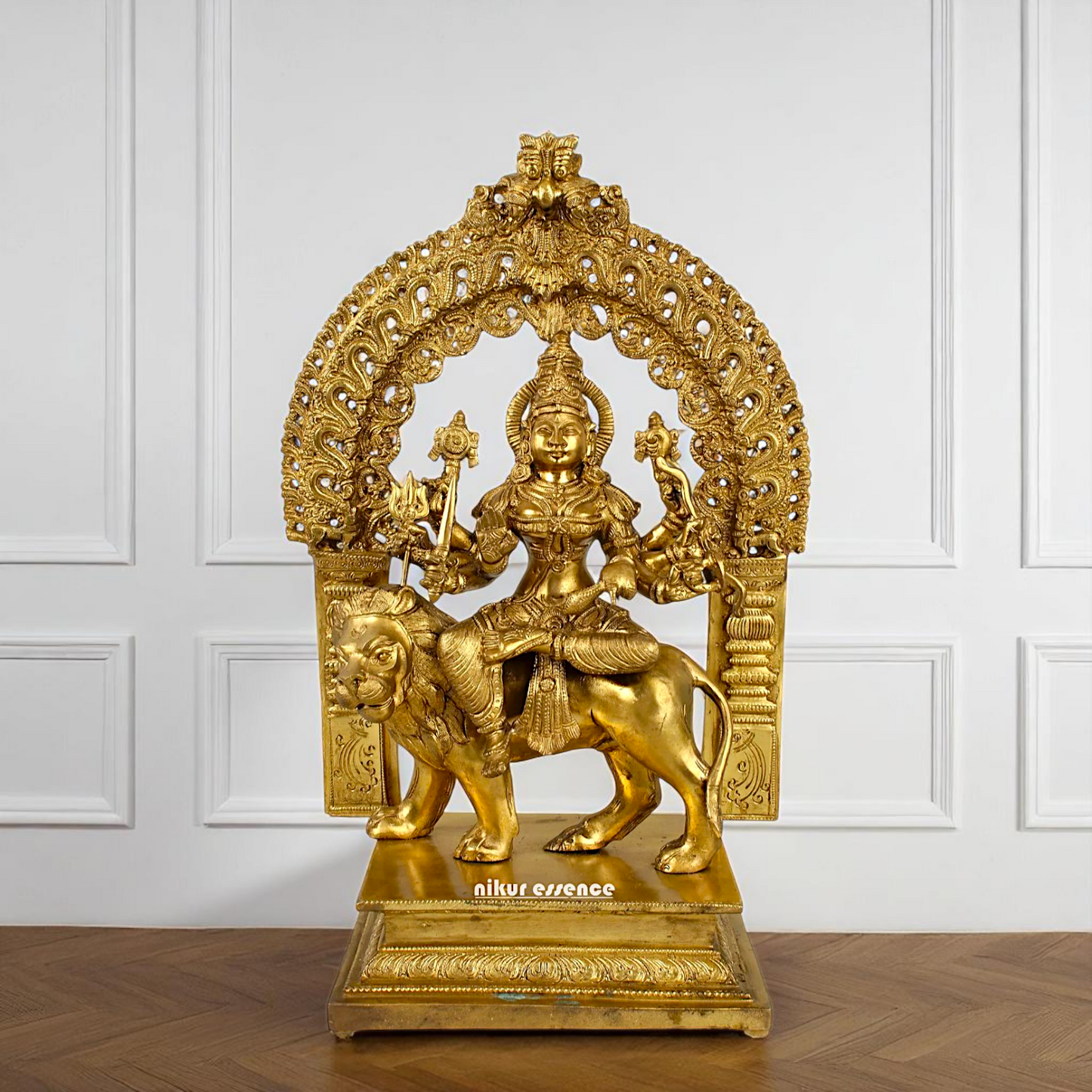 Goddess Durga Sherawali Maa Seated on Lion Bronze/Panchaloha idol - 18 Inches Nikuressence