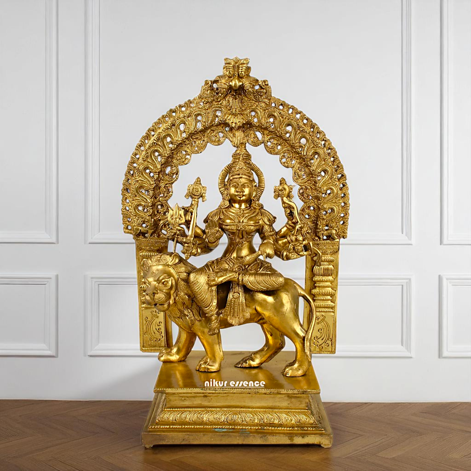 Goddess Durga Sherawali Maa Seated on Lion Bronze/Panchaloha idol - 18 Inches Nikuressence