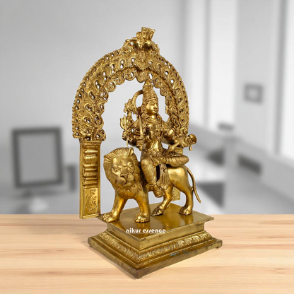 Goddess Durga Sherawali Maa Seated on Lion Bronze/Panchaloha idol - 18 Inches Nikuressence