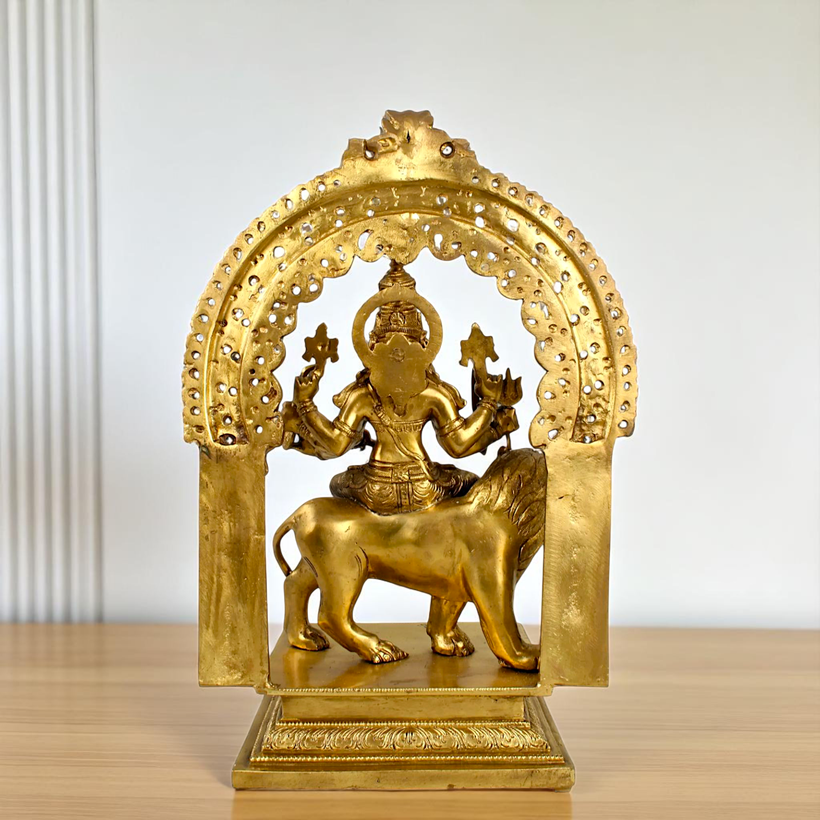Goddess Durga Sherawali Maa Seated on Lion Bronze/Panchaloha idol - 18 Inches Nikuressence
