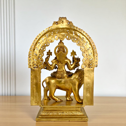 Goddess Durga Sherawali Maa Seated on Lion Bronze/Panchaloha idol - 18 Inches Nikuressence