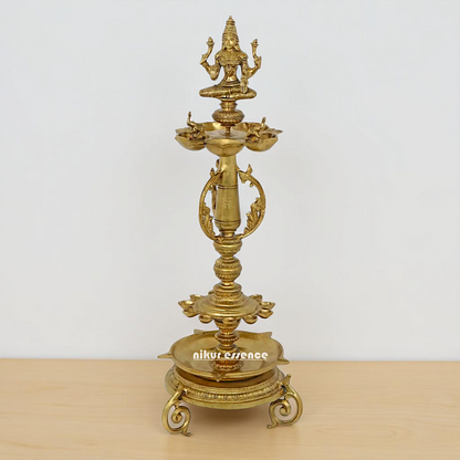 Bronze/Panchaloha Gaja Lakshmi Diya oil lamps - 29 Inches Nikuressence