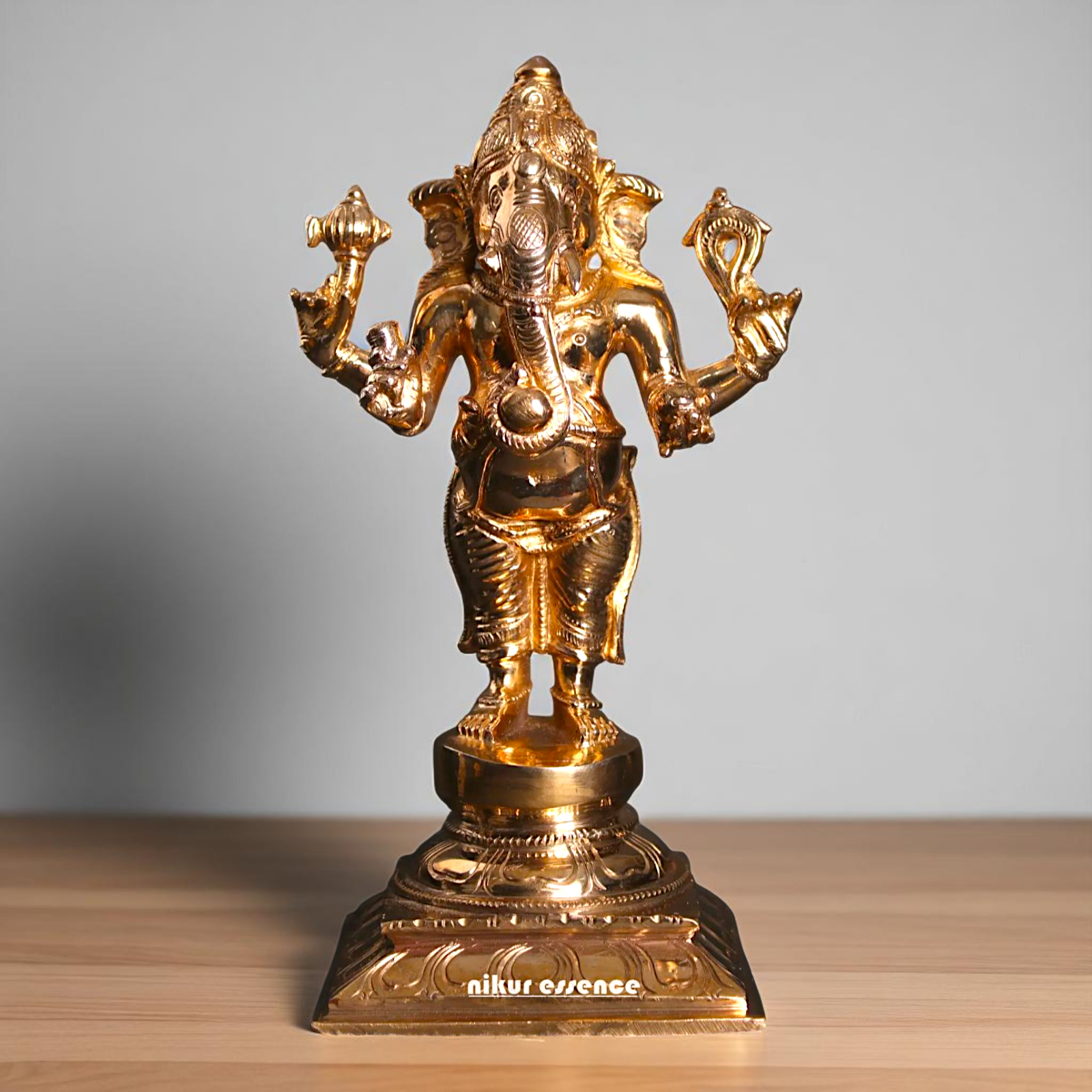 Lord Ganesha Ganpati Standing with Blessing Bronze/Panchaloha idol - 9 Inches Nikuressence