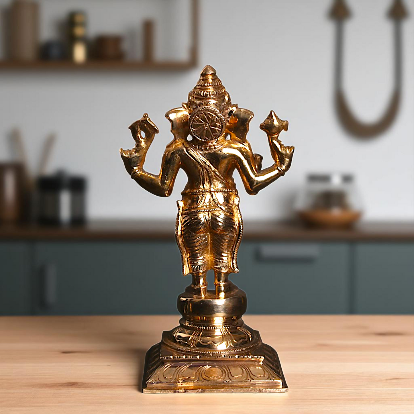 Lord Ganesha Ganpati Standing with Blessing Bronze/Panchaloha idol - 9 Inches Nikuressence