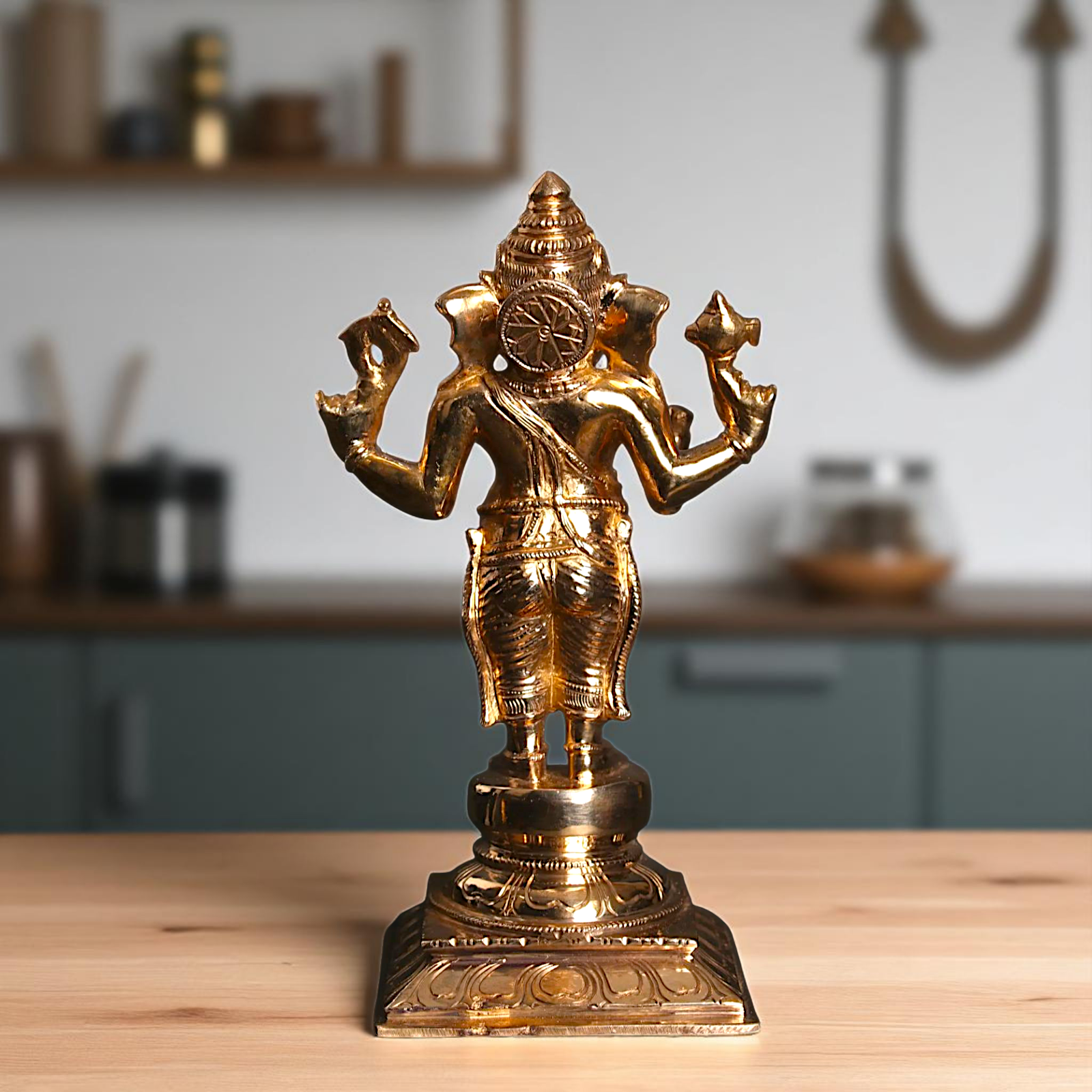 Lord Ganesha Ganpati Standing with Blessing Bronze/Panchaloha idol - 9 Inches Nikuressence