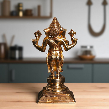 Lord Ganesha Ganpati Standing with Blessing Bronze/Panchaloha idol - 9 Inches Nikuressence