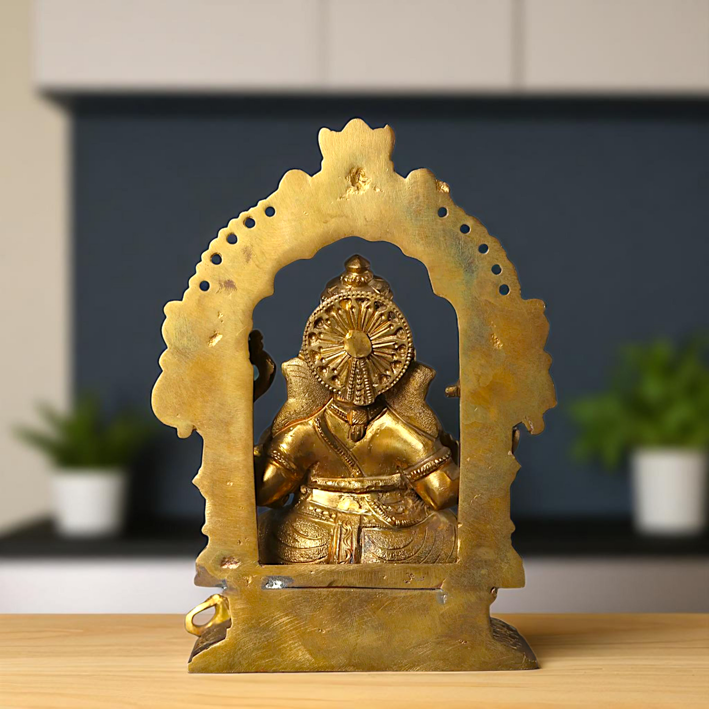 Lord Ganesha Vinayaka Seated on throne kirtimukha with Blessing Bronze/Panchaloha idol - 7 Inches Nikuressence