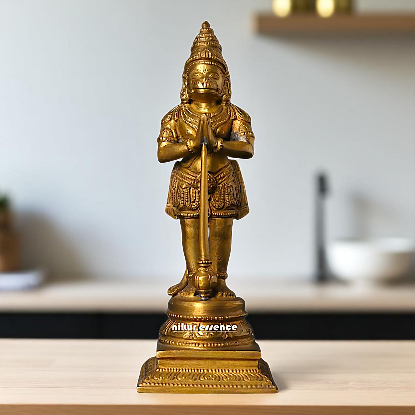 Hanuman ji Sankat Mochan Standing with hold mace Gada Bronze/Panchaloha idol - 7 Inches Nikuressence
