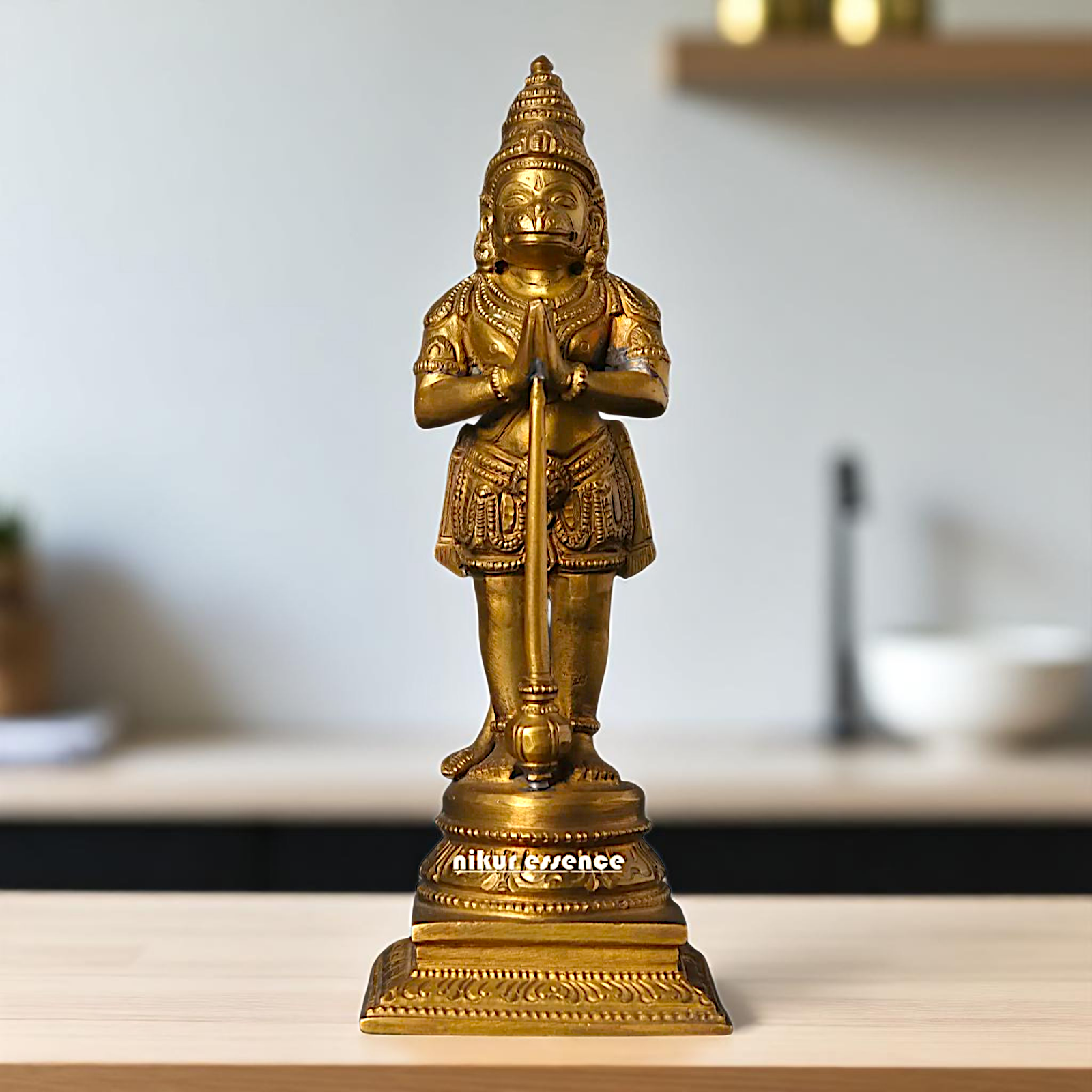 Hanuman ji Sankat Mochan Standing with hold mace Gada Bronze/Panchaloha idol - 7 Inches Nikuressence