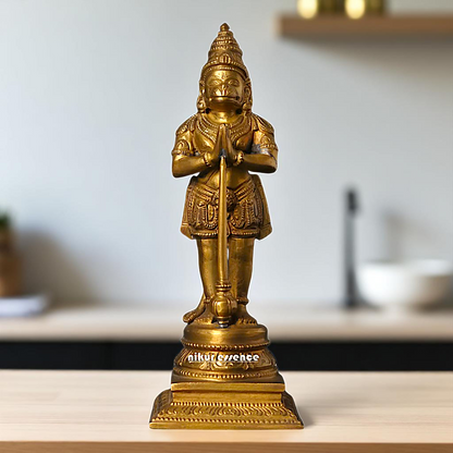 Hanuman ji Sankat Mochan Standing with hold mace Gada Bronze/Panchaloha idol - 7 Inches Nikuressence