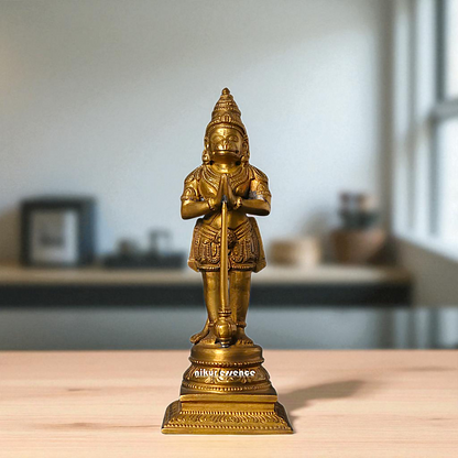 Hanuman ji Sankat Mochan Standing with hold mace Gada Bronze/Panchaloha idol - 7 Inches Nikuressence