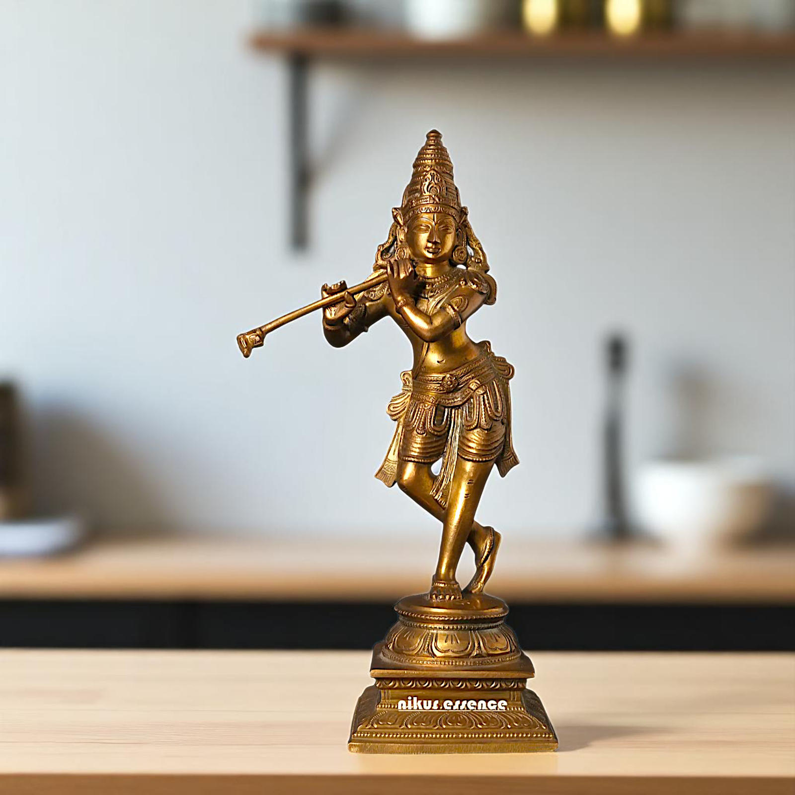 Bronze/Panchaloha Krishna Standing with Playing Flute statue - 11 Inches Nikuressence