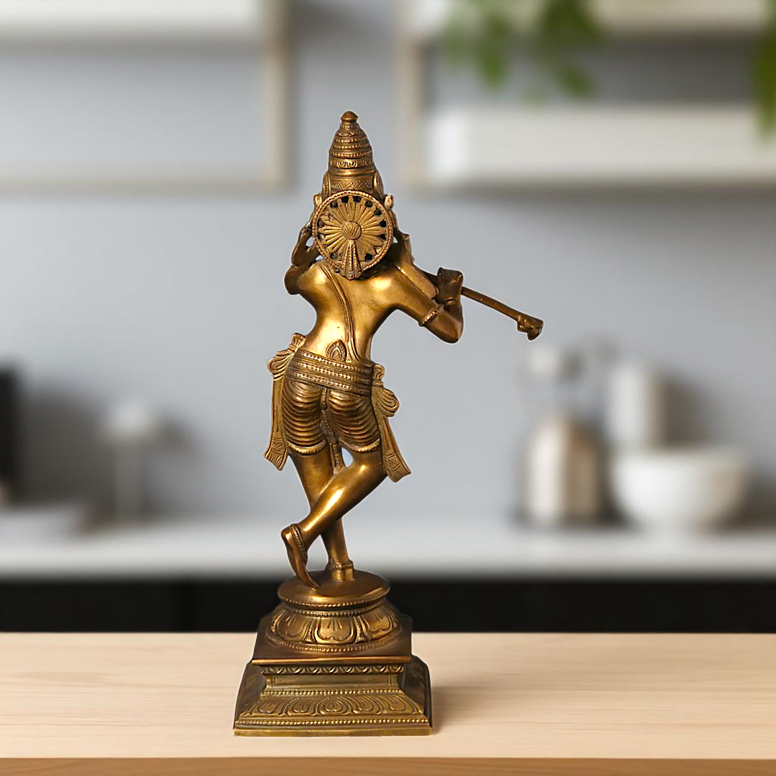 Bronze/Panchaloha Krishna Standing with Playing Flute statue - 11 Inches Nikuressence