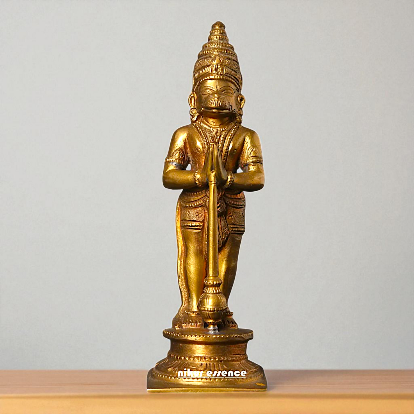 Lord Hanuman ji monkey God Standing namaskar pose with Gada Panchaloha idol - 6 Inches Nikuressence
