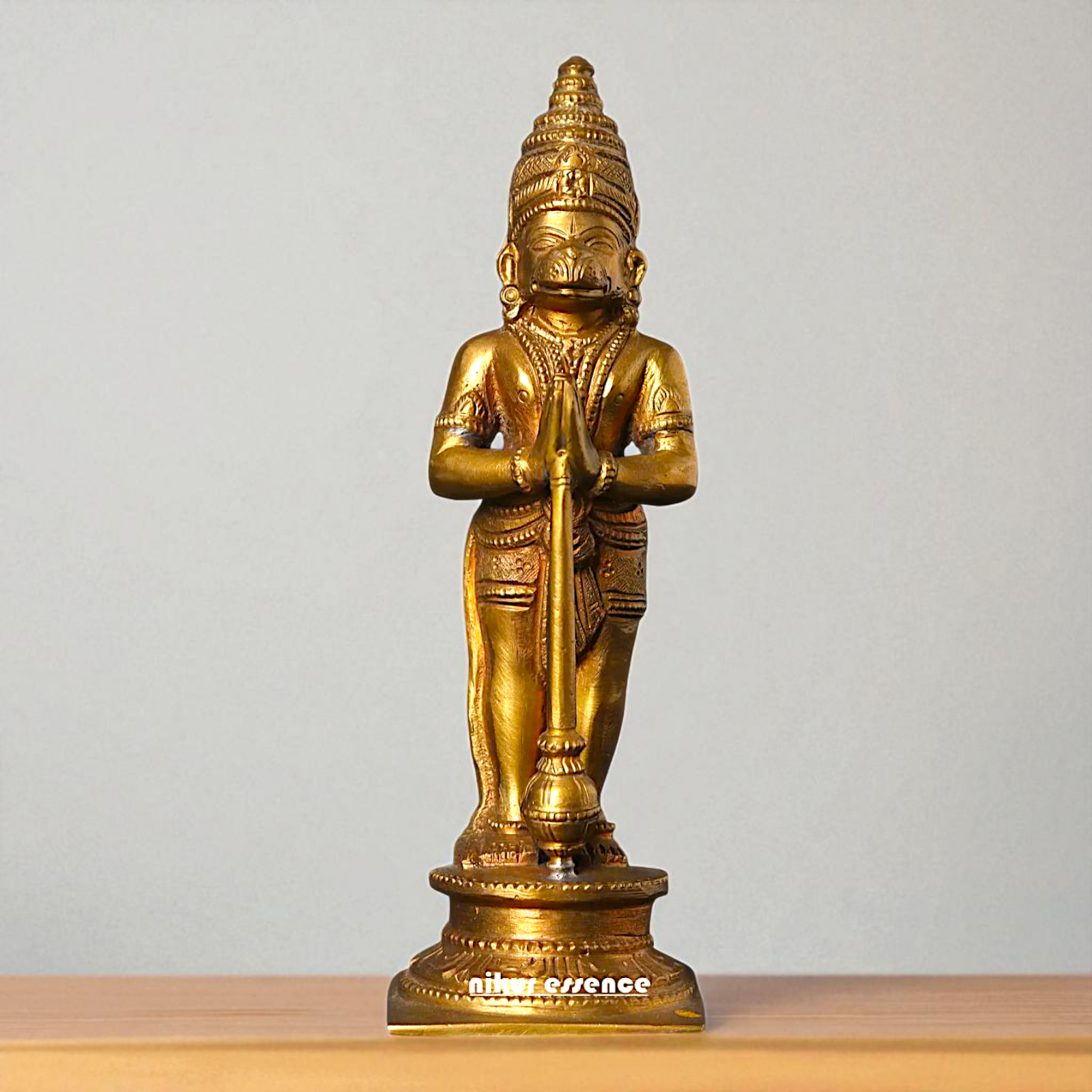 Lord Hanuman ji monkey God Standing namaskar pose with Gada Panchaloha idol - 6 Inches Nikuressence