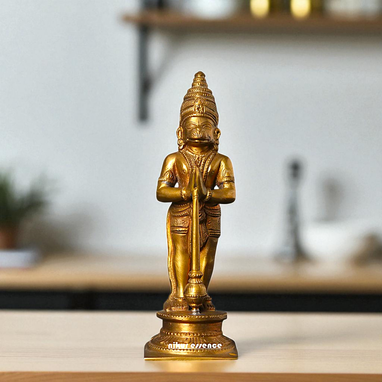 Lord Hanuman ji monkey God Standing namaskar pose with Gada Panchaloha idol - 6 Inches Nikuressence