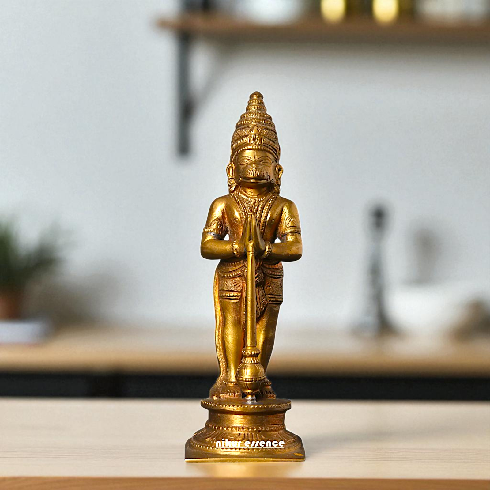 Lord Hanuman ji monkey God Standing namaskar pose with Gada Panchaloha idol - 6 Inches Nikuressence