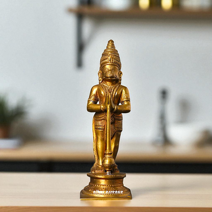 Lord Hanuman ji monkey God Standing namaskar pose with Gada Panchaloha idol - 6 Inches Nikuressence