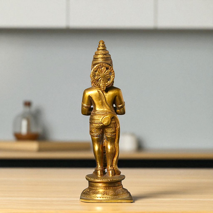 Lord Hanuman ji monkey God Standing namaskar pose with Gada Panchaloha idol - 6 Inches Nikuressence