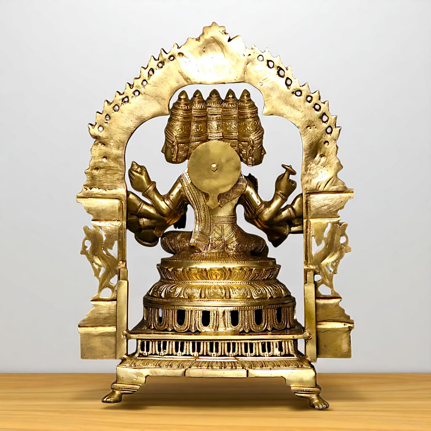 Goddess Gayatri Devi Maa Seated on throne kirtimukha Bronze/Panchaloha idol - 25 Inches Nikuressence