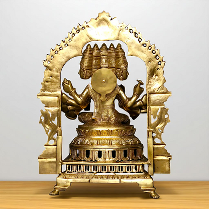 Goddess Gayatri Devi Maa Seated on throne kirtimukha Bronze/Panchaloha idol - 25 Inches Nikuressence