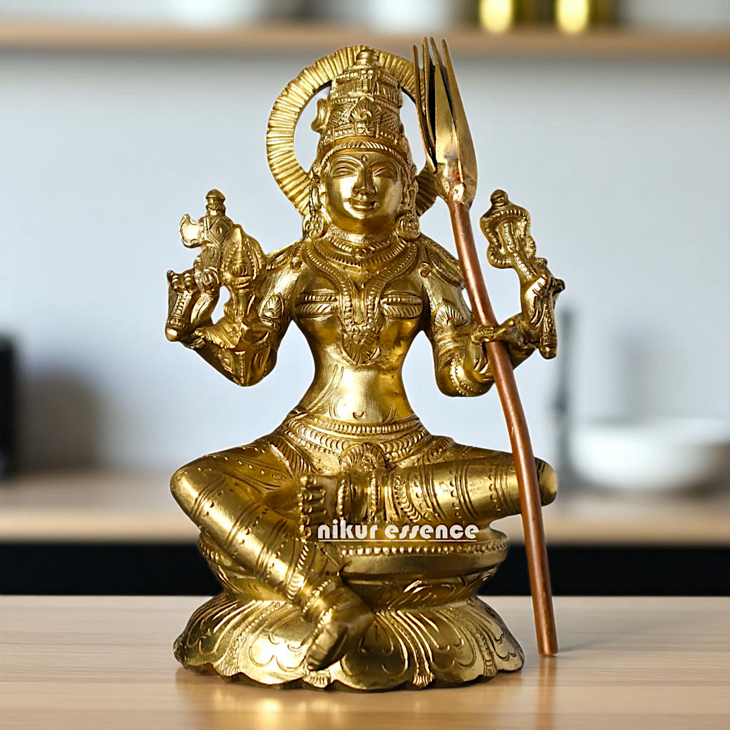 Bronze/Panchaloha Raja Rajeshwari Seated with Blessing statue - 7 Inches Nikuressence