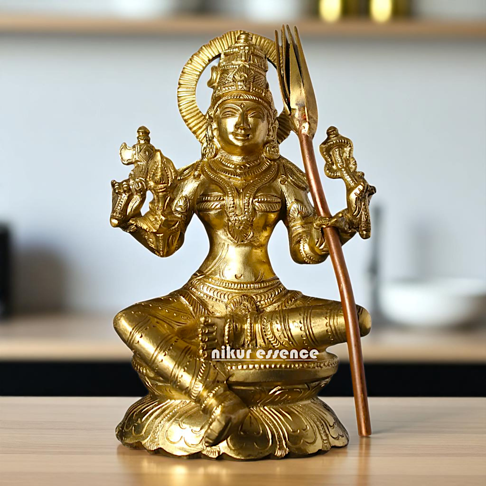 Bronze/Panchaloha Raja Rajeshwari Seated with Blessing statue - 7 Inches Nikuressence