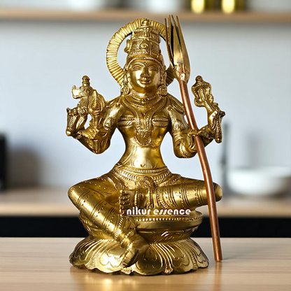 Bronze/Panchaloha Raja Rajeshwari Seated with Blessing statue - 7 Inches Nikuressence